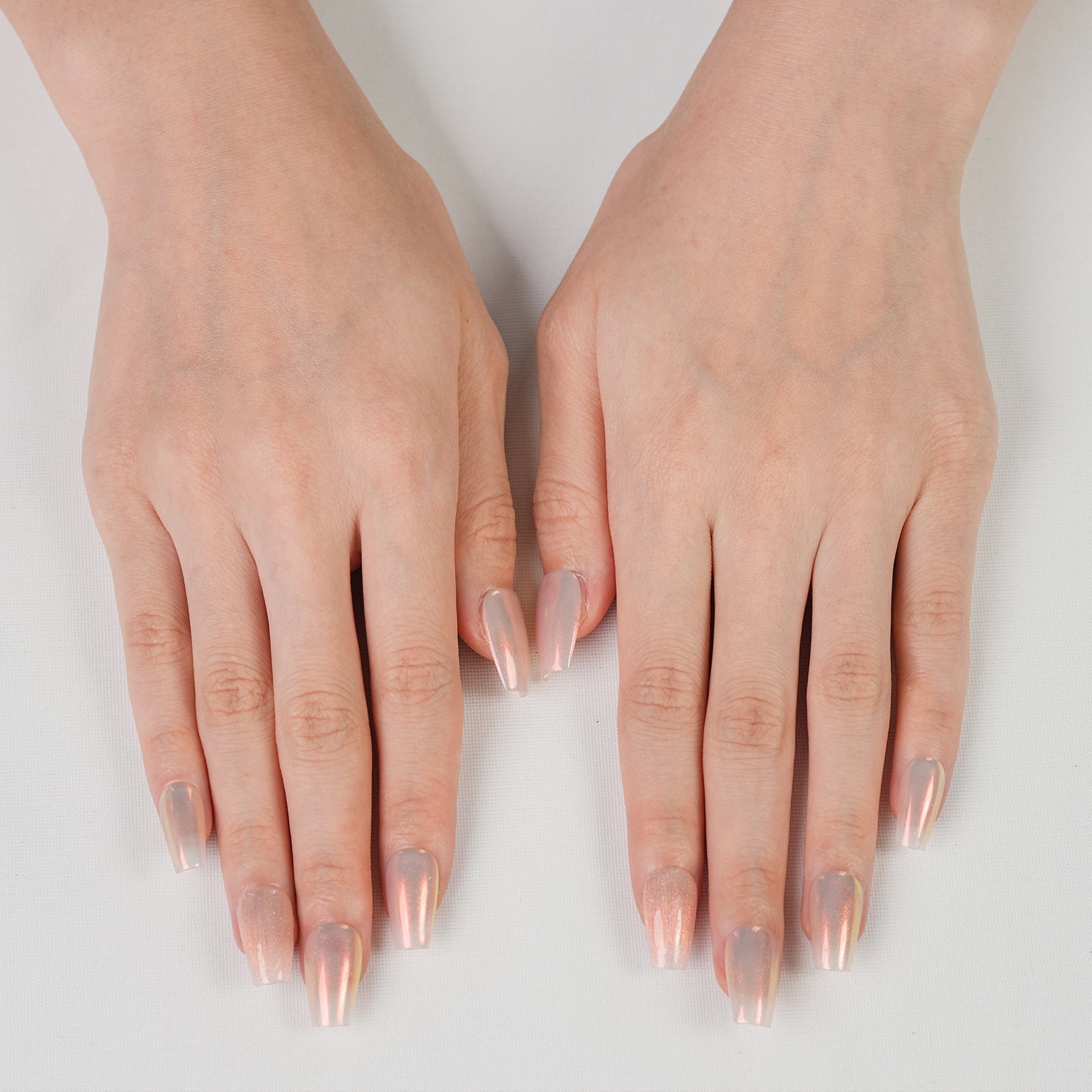 Fasnails Uñas Postizas Press On Glaseadas Efecto Aurora Uñas Coffin Bailarina Translúcidas Brillo Espejo Cromado Rosado Elegantes Uñas Falsas Reutilizables de Gel Estilo Sirena para Mujeres Kit de Manicura con Pegamento
