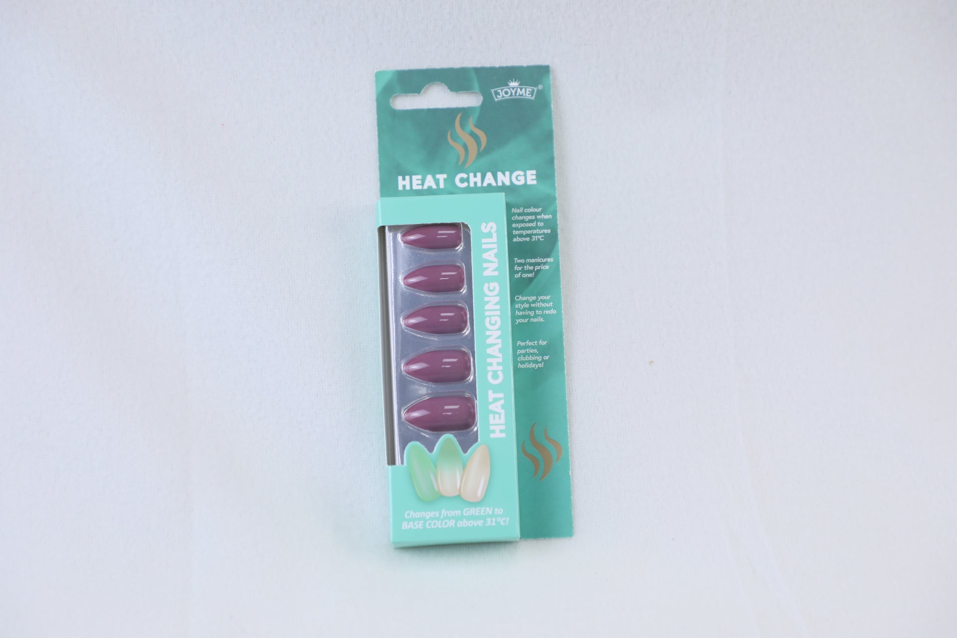 Uñas Press-On Artesanales con Cambio de Color Térmico | Set de 24 Piezas | Uñas Mágicas "Moody" | De Nude a Azul-Gris | Reutilizables de ABS con Gelatina