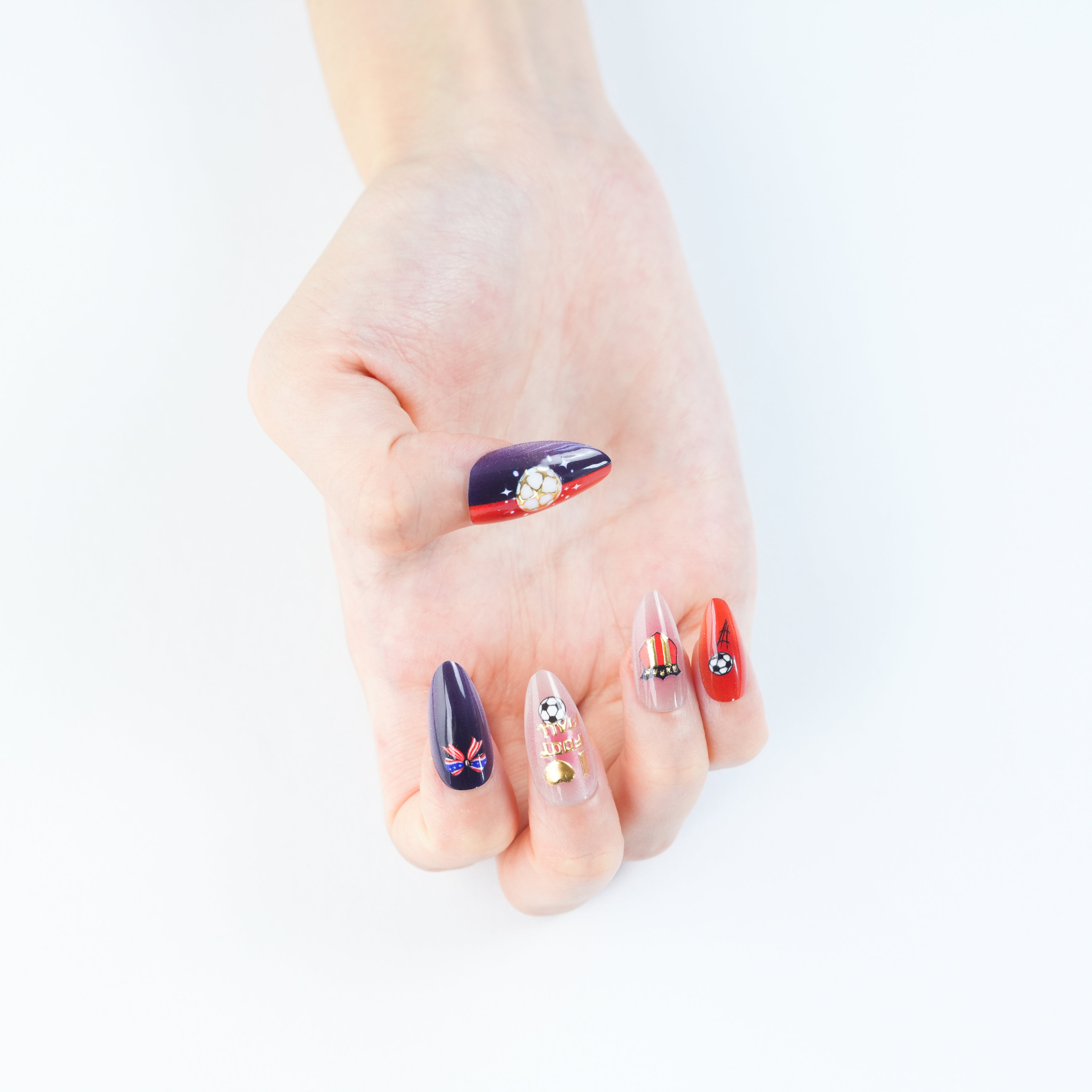 Uñas Press On artesanales del Mundial | Set de 24 piezas Reutilizables | Estilo Selección Inglaterra |Producto para Fans del Fútbol