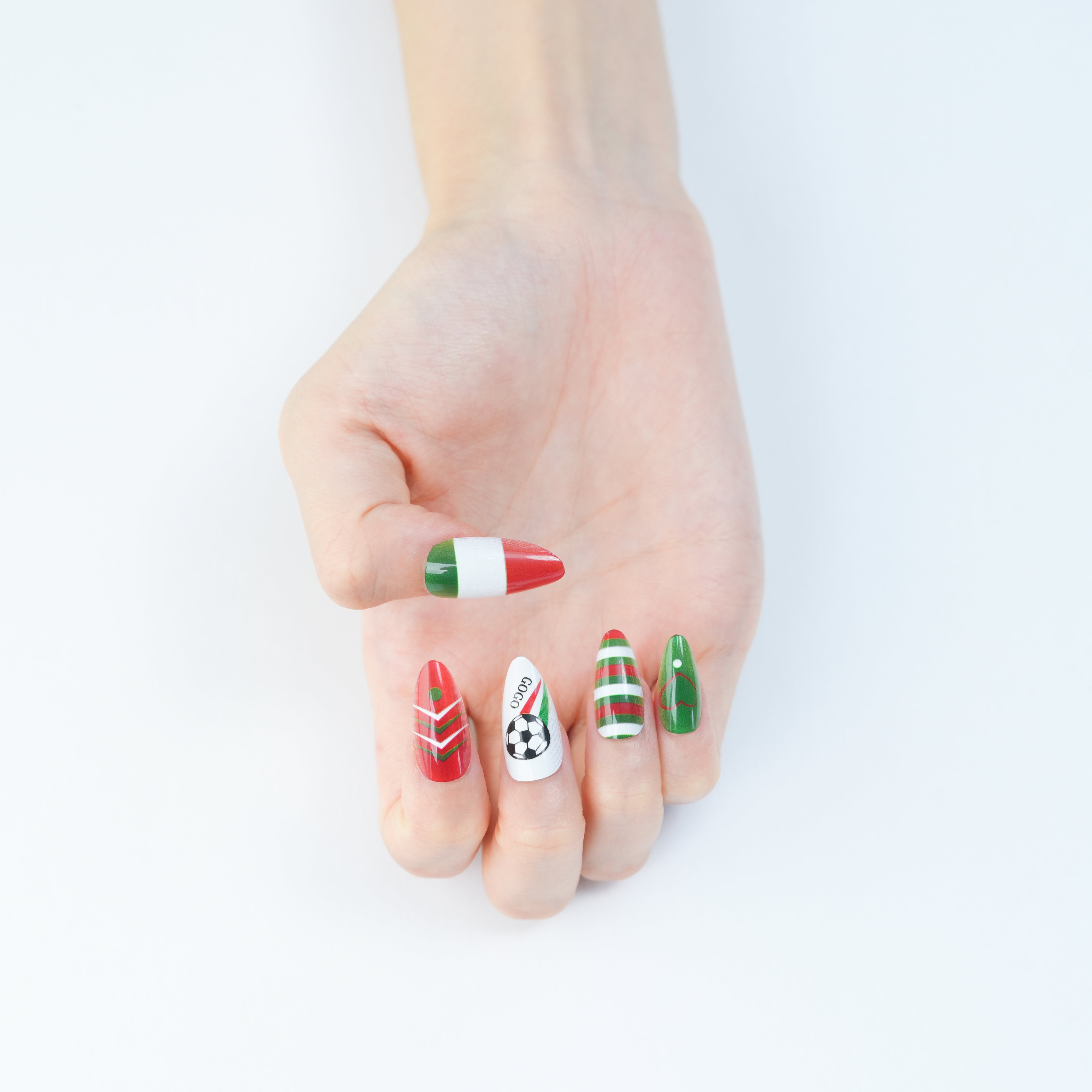 Uñas Press On artesanales del Mundial | Set de 24 piezas Reutilizables | Estilo Selección Italiana 1 | Producto para Fans del Fútbol