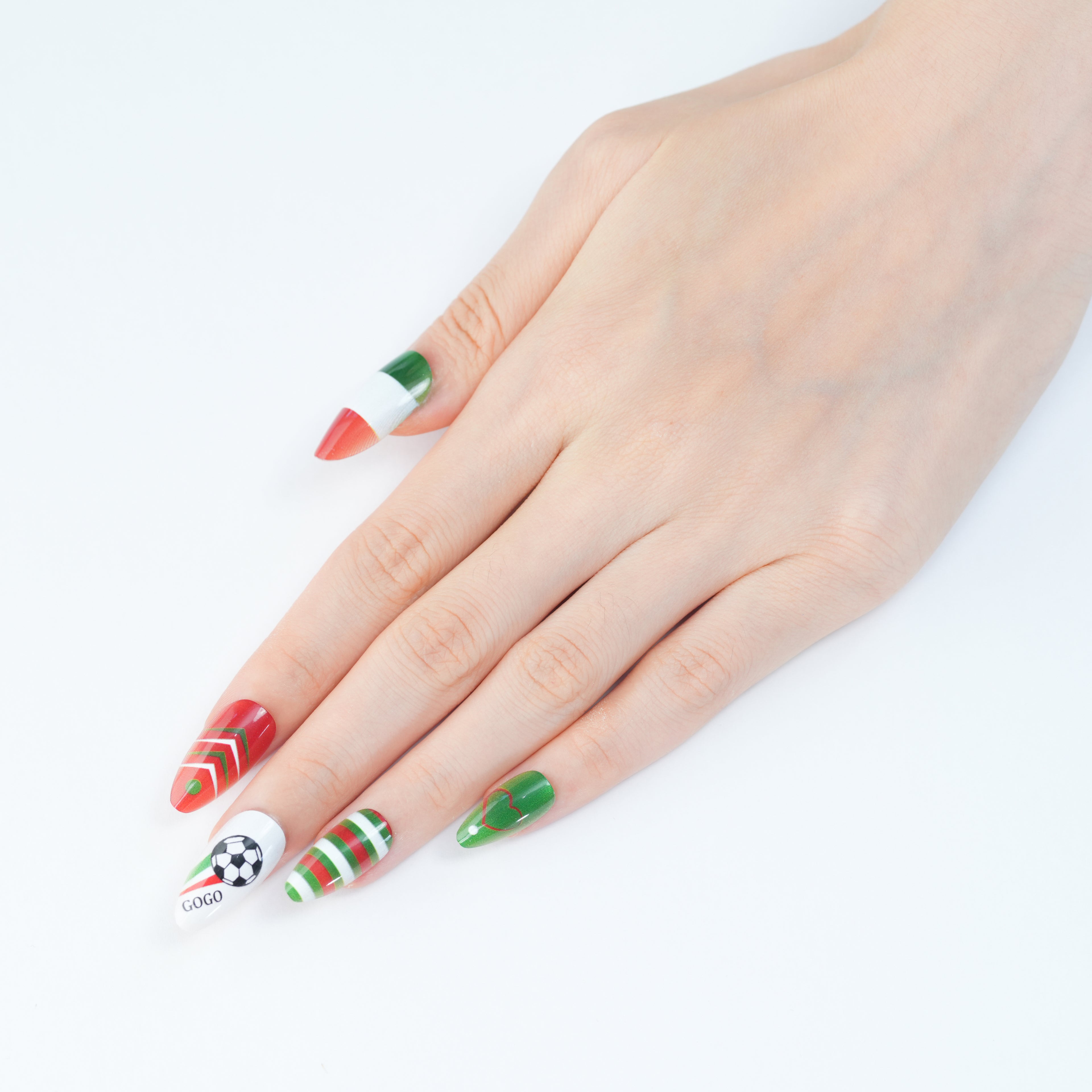 Uñas Press On artesanales del Mundial | Set de 24 piezas Reutilizables | Estilo Selección Italiana 1 | Producto para Fans del Fútbol