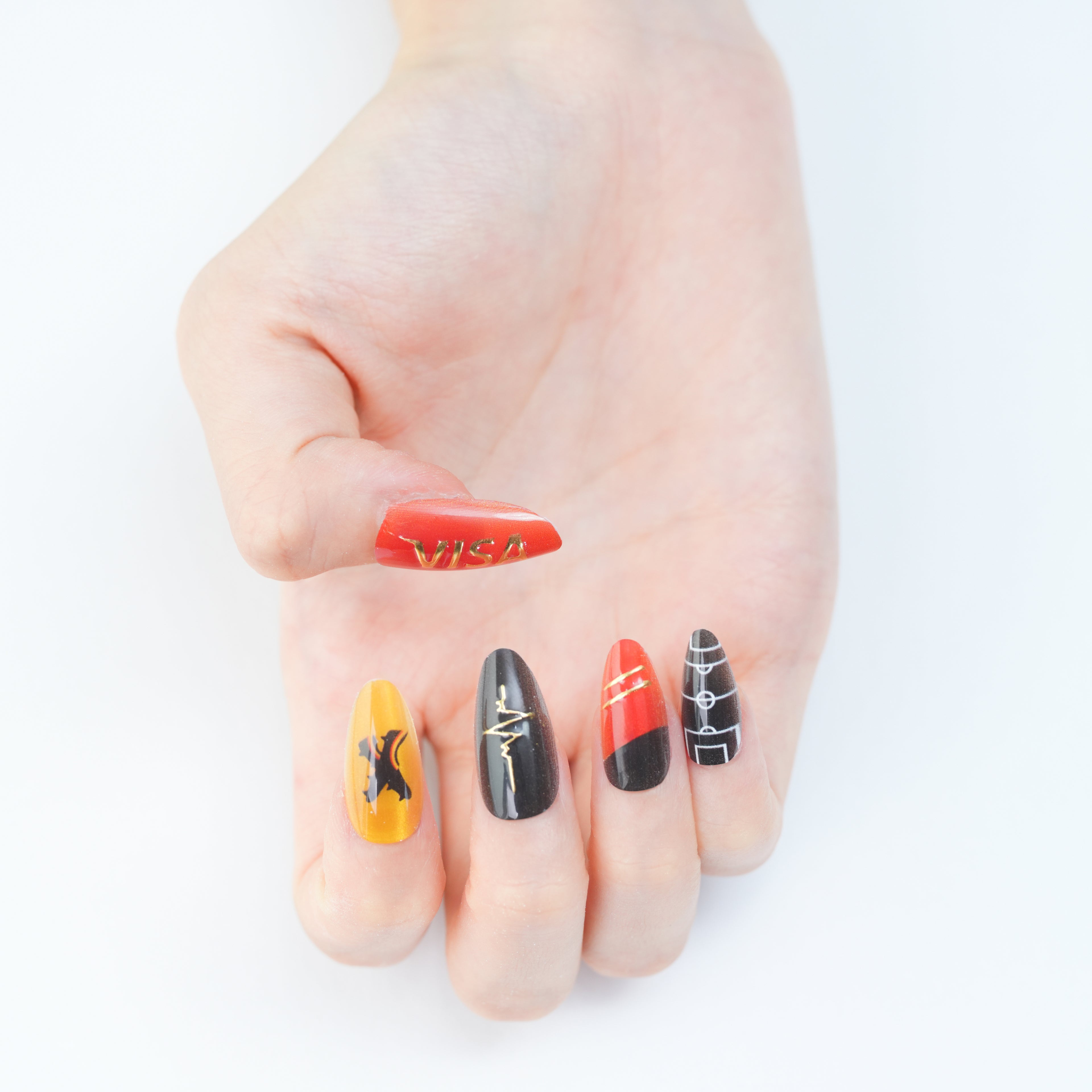 Uñas Press On artesanales del Mundial | Set de 24 piezas Reutilizables | Estilo Selección Bélgica Modelos | Producto para Fans del Fútbol