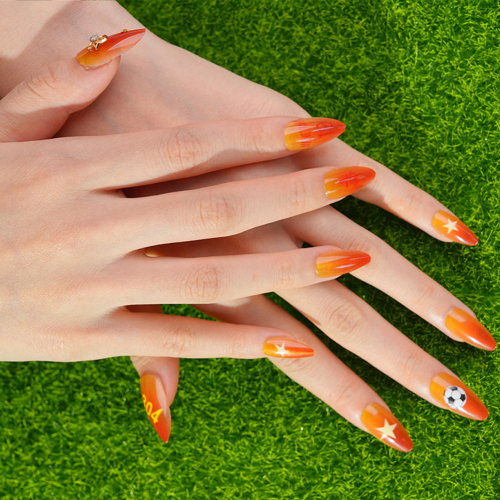 Uñas Press On artesanales del Mundial | Set de 24 piezas Reutilizables | Estilo Selección Española | Producto para Fans del Fútbol