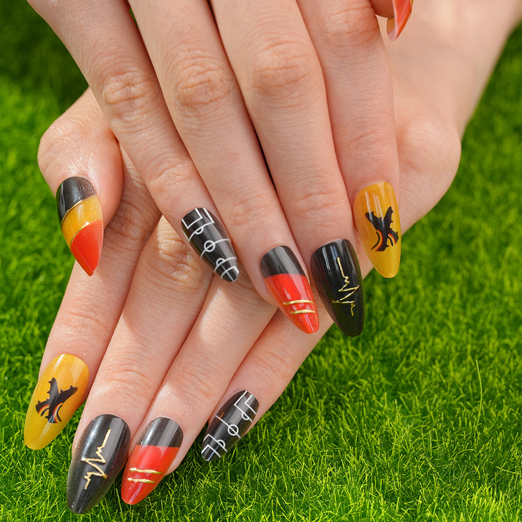 Uñas Press On artesanales del Mundial | Set de 24 piezas Reutilizables | Estilo Selección Bélgica Modelos | Producto para Fans del Fútbol