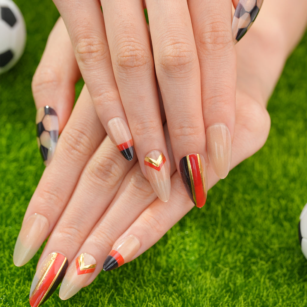 Uñas Press On artesanales del Mundial | Set de 24 piezas Reutilizables | Estilo Selección Alemana * 2 Modelos | Producto para Fans del Fútbol