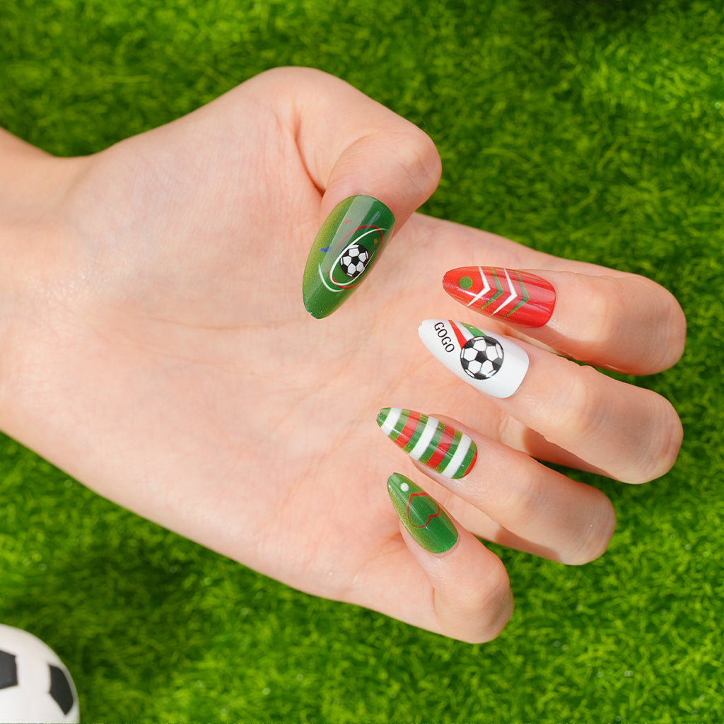 Uñas Press On artesanales del Mundial | Set de 24 piezas Reutilizables | Estilo Selección Italiana 1 | Producto para Fans del Fútbol